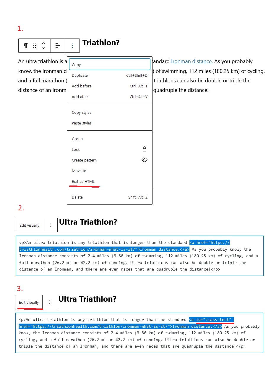 WordPress link HTML with class added